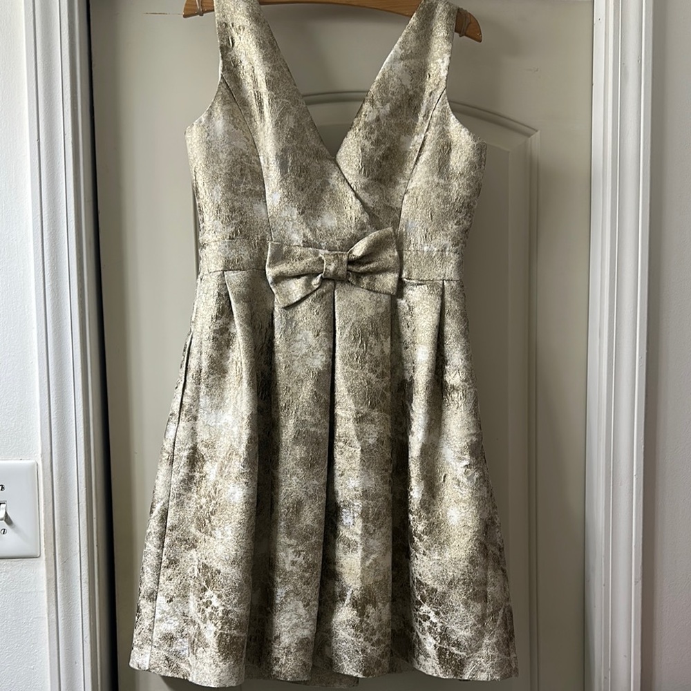 Jessica Simpson Cream A-line Dress with V-neck for Wedding Guest